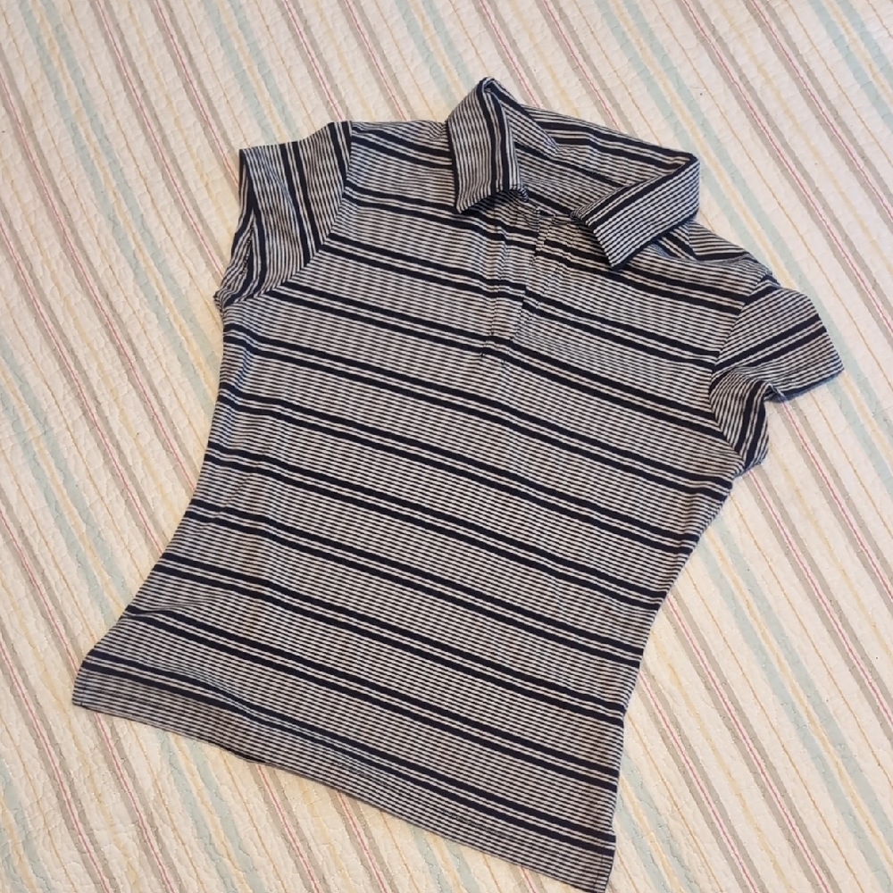 🌼Striped Navy and White Women's Polo Shirt